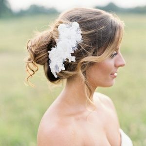 Wedding Headpiece. Bridal Lace Beaded Hair Piece.
